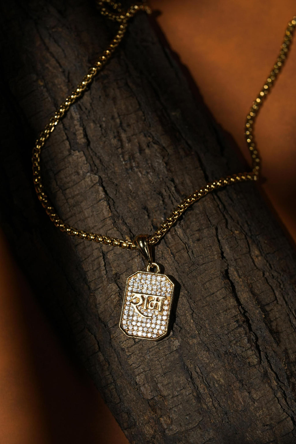 Premium Gold Finish "Shree Ram" Pendant with Chain