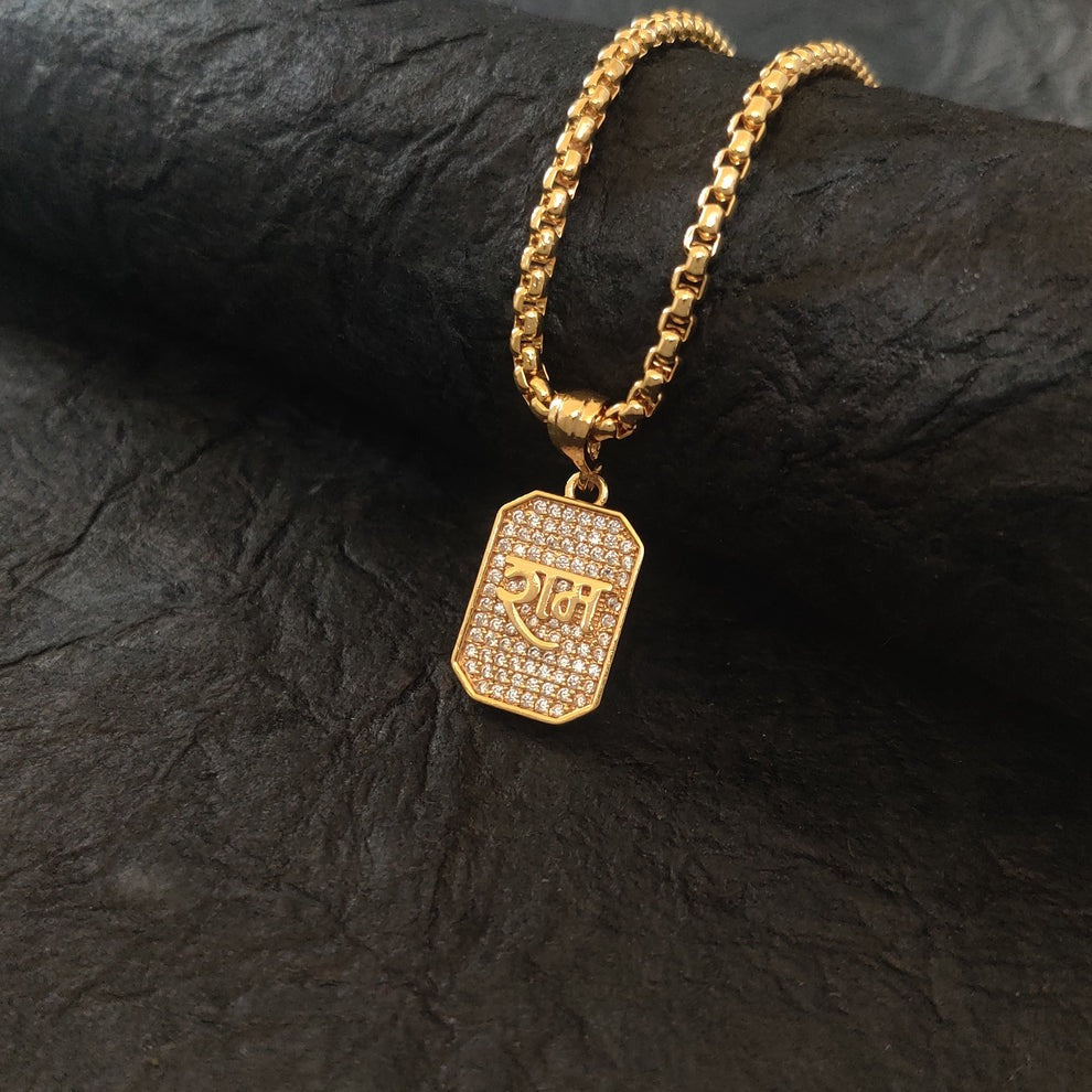 Premium Gold Finish "Shree Ram" Pendant with Chain