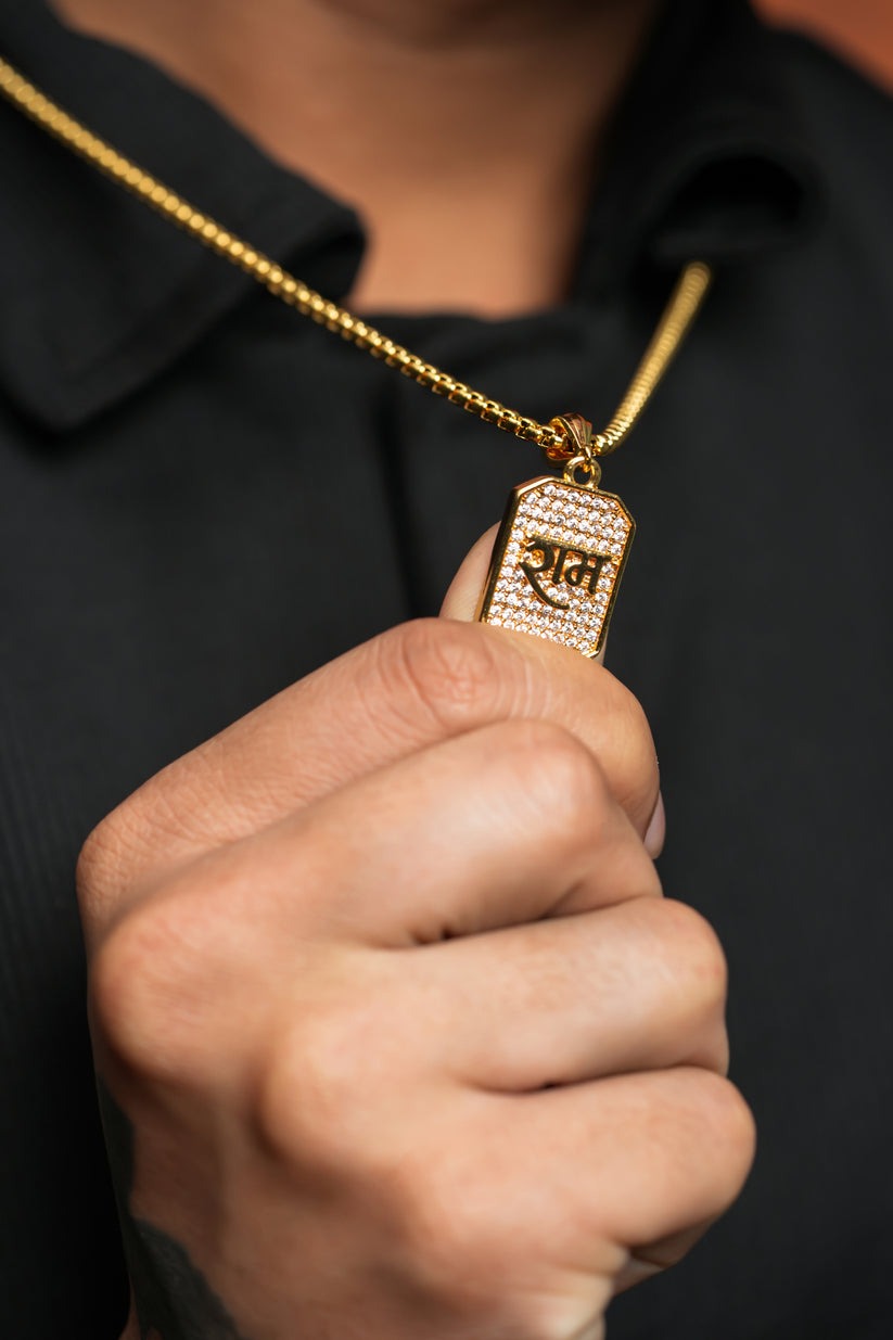 Premium Gold Finish "Shree Ram" Pendant with Chain