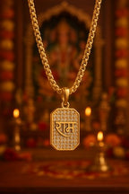 Premium Gold Finish "Shree Ram" Pendant with Chain